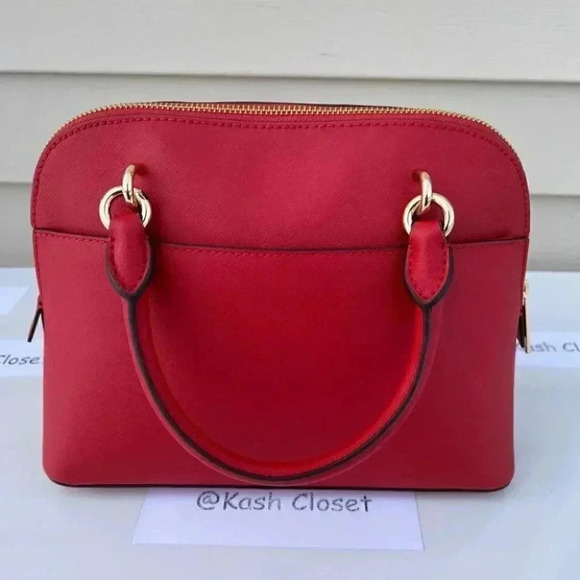 Michael Kors Dome Satchel Purse Jet Set Medium Bag Flame - Picture 4 of 11